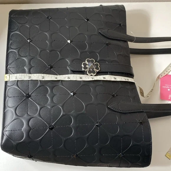 Kate Spade New York KACI SPADE Flower EMBOSSED Small Tote Women's Handbag, Black - Picture 7 of 10